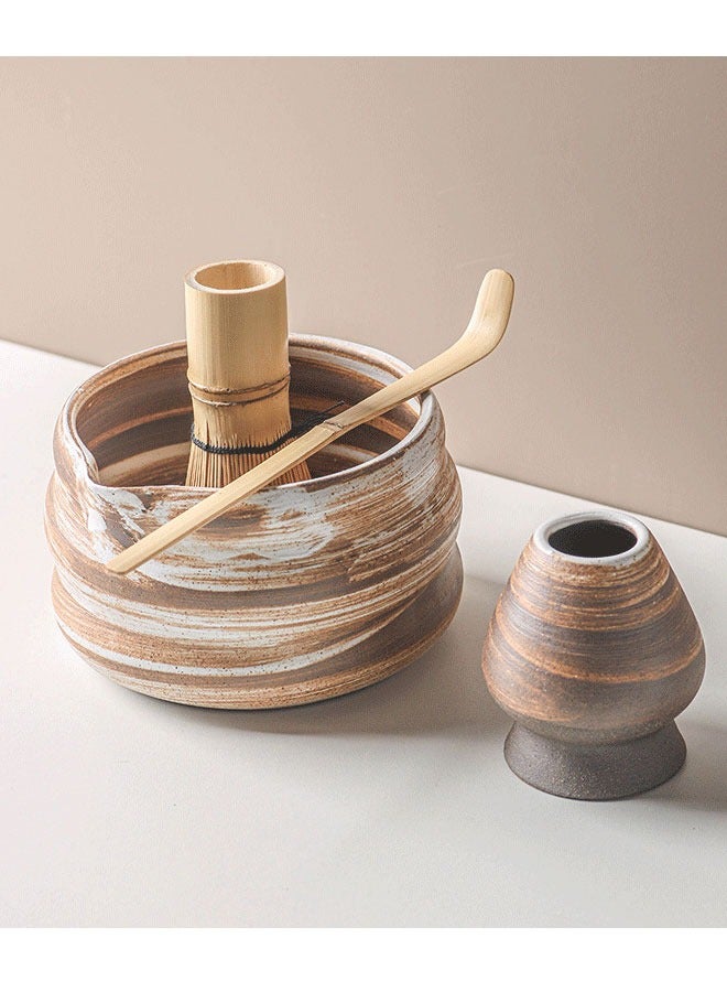 BOUND MOAT 4 Piece Matcha Tea Set Matcha Whisk Kit Matcha Ceramic Bowl Matcha Whisk, White Whisk Holder Traditional Scoop Perfect Set to a Traditional of Matcha Tool - Image 2