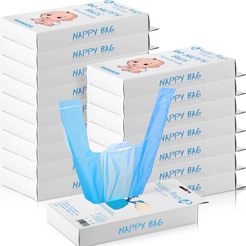 Honoson 1200 Count Baby Disposable Diaper Bags Scented Diaper Sacks with Tie Handle Disposal Baby Poop Trash Bags Waste Sacks RefillBlue - Image 1
