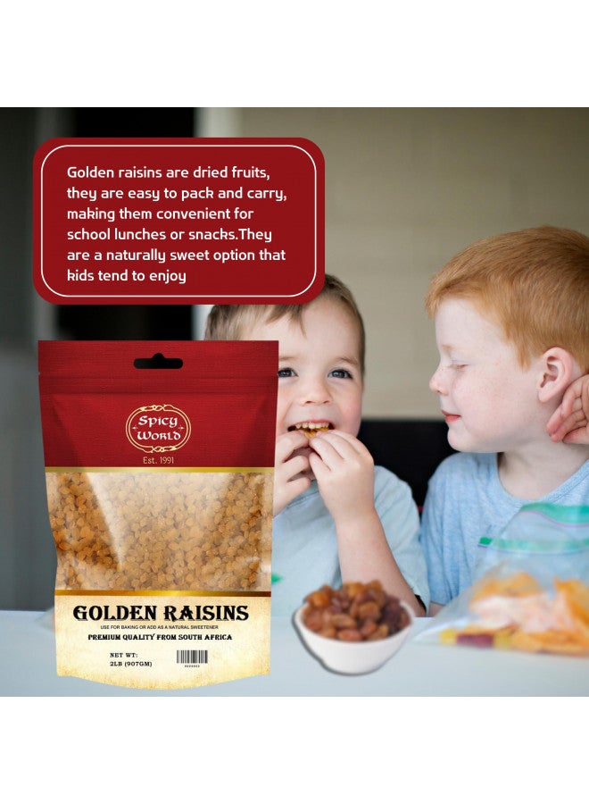 Spicy World Golden Raisins 2 LB Bulk Bag - Sweet & Seedless Sultanas from South Africa | | Perfectly Dried for Natural Sweetness | Ideal Dried Fruit Snack | For Baking & More | No Added Sugar - Image 2