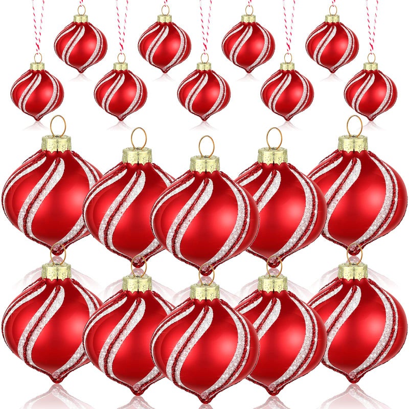 Hungdao 12 Pcs Christmas Decor Peppermint Ornament Set Christmas Candy Cane Balls Ornaments Xmas Candy Cane Decorations Xmas Balls Mini Glass Ornaments for Indoor Outdoor - Image 2