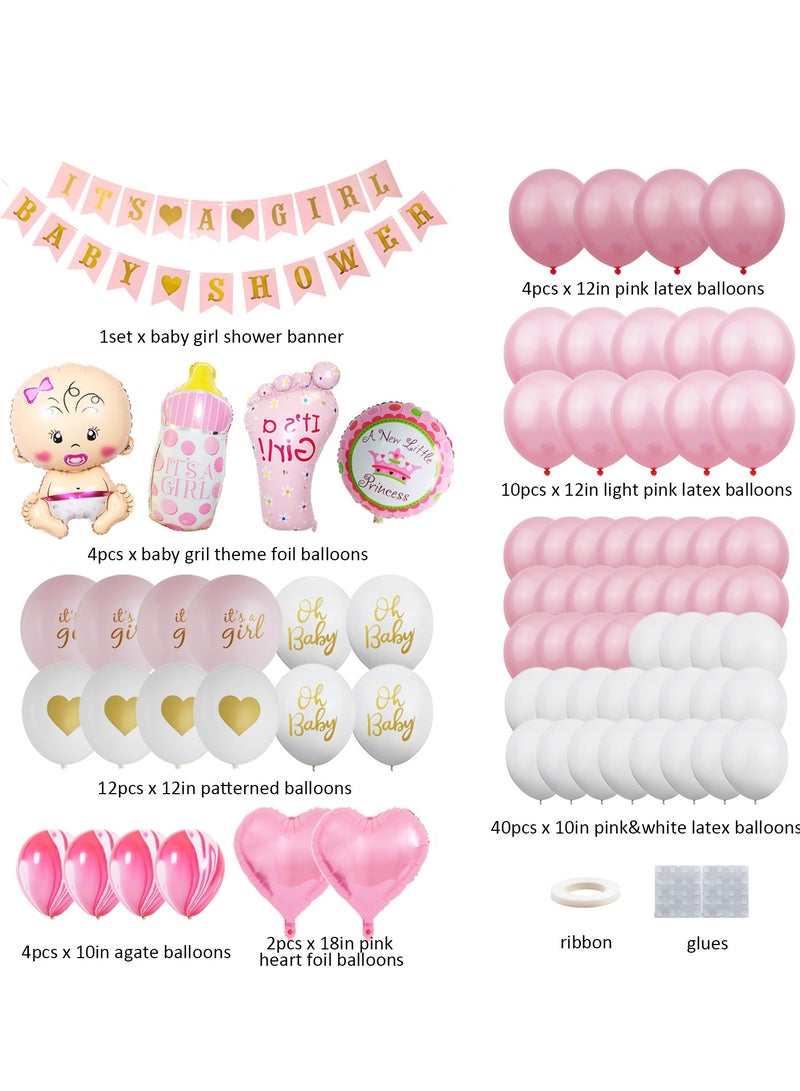 Baby Shower Decorations for Girl, 109 Pieces Pink Baby Party Decor Kit with Balloon Garland Backdrop Banner Balloons Boxes and Tablecloth for Birthday Wedding Bridal Shower Party Supplies  - Image 3