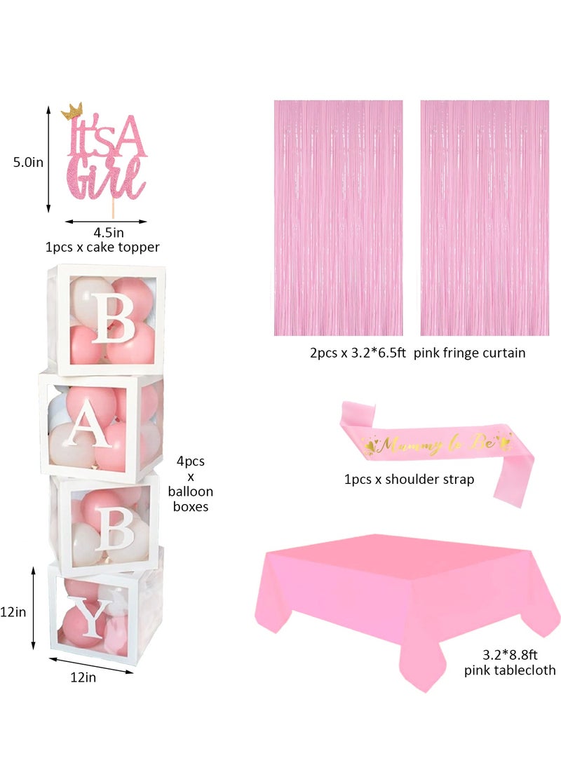 Baby Shower Decorations for Girl, 109 Pieces Pink Baby Party Decor Kit with Balloon Garland Backdrop Banner Balloons Boxes and Tablecloth for Birthday Wedding Bridal Shower Party Supplies  - Image 4