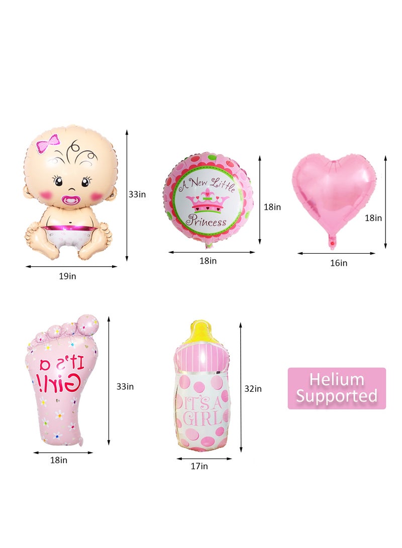 Baby Shower Decorations for Girl, 109 Pieces Pink Baby Party Decor Kit with Balloon Garland Backdrop Banner Balloons Boxes and Tablecloth for Birthday Wedding Bridal Shower Party Supplies  - Image 5