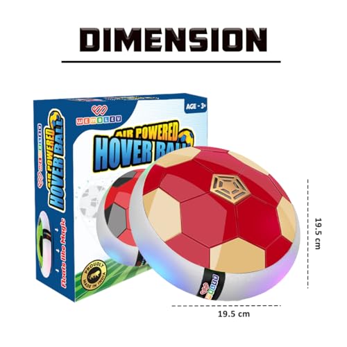 Wembley C-Type USB Rechargeable Battery Powered Hover Football Indoor Electric Floating Hover Ball Soccer | Smart Air Football | Fun Game for Kids Toys for Boys and Girls Birthday Gift - Red & Golden - Image 4