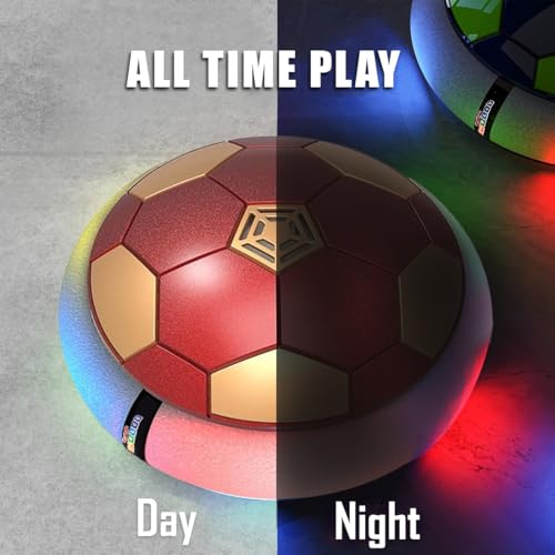 Wembley C-Type USB Rechargeable Battery Powered Hover Football Indoor Electric Floating Hover Ball Soccer | Smart Air Football | Fun Game for Kids Toys for Boys and Girls Birthday Gift - Red & Golden - Image 3