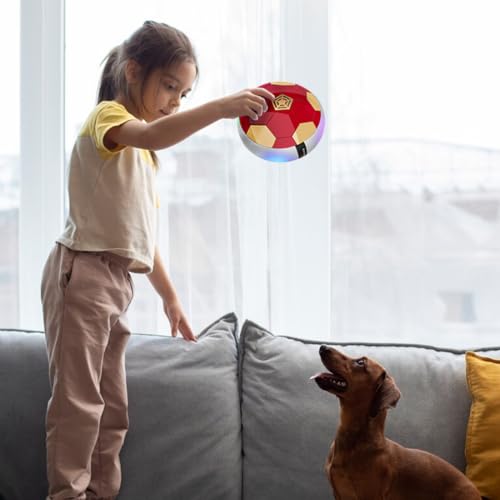 Wembley C-Type USB Rechargeable Battery Powered Hover Football Indoor Electric Floating Hover Ball Soccer | Smart Air Football | Fun Game for Kids Toys for Boys and Girls Birthday Gift - Red & Golden - Image 2