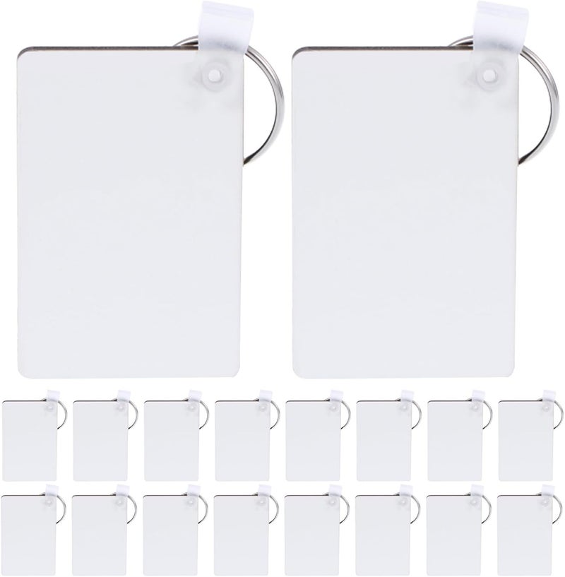 Room to room portable NUOBESTY 25pcs Sublimation Keychain Blanks DIY MDF Blank Keychain Bulk with Keyrings Double-Sided Printed Heat Transfer Ornament White Global standard processed material - Image 1