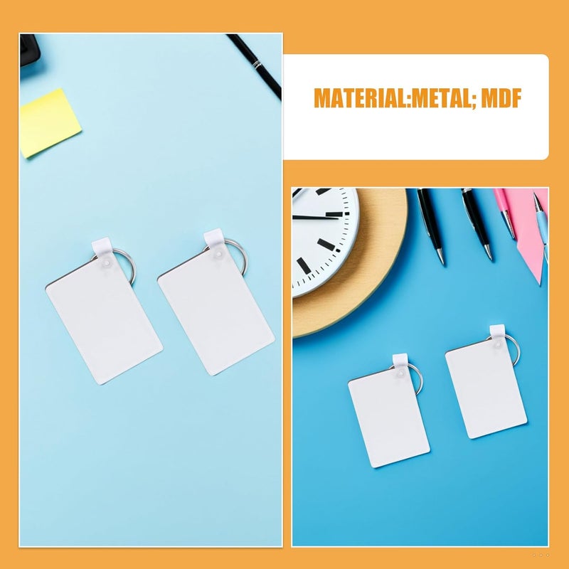 Room to room portable NUOBESTY 25pcs Sublimation Keychain Blanks DIY MDF Blank Keychain Bulk with Keyrings Double-Sided Printed Heat Transfer Ornament White Global standard processed material - Image 5