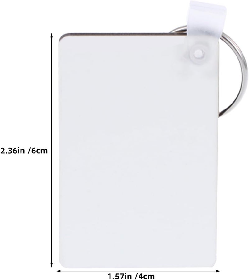 Room to room portable NUOBESTY 25pcs Sublimation Keychain Blanks DIY MDF Blank Keychain Bulk with Keyrings Double-Sided Printed Heat Transfer Ornament White Global standard processed material - Image 2