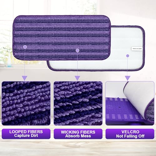 GFRED Updated & Innovative Cationic Mop Pads for Swiffer Wet Jet and Most Velcro 10" 11" 12" Spray Mops, Reusable Swiffer Wet Jet Mop Pads Replacement - Image 2