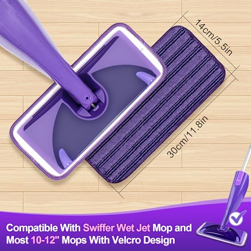 GFRED Updated & Innovative Cationic Mop Pads for Swiffer Wet Jet and Most Velcro 10" 11" 12" Spray Mops, Reusable Swiffer Wet Jet Mop Pads Replacement - Image 3