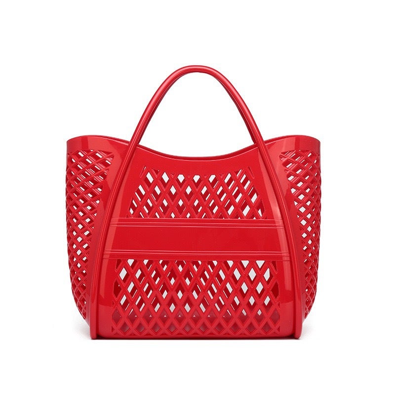 PVC Jelly Tote Bag - Hollow Design Shopping Basket - Image 2