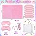 Tegeme 24 Pcs Pink Spa Sleepover Party Supplies 6 Fuzzy Throw Blanket 6 Coral Fleece Headband 6 Eye Mask Covers 6 Gift Bags for Galentines Slumber Sleepover Spa Party GiftPink - Image 4