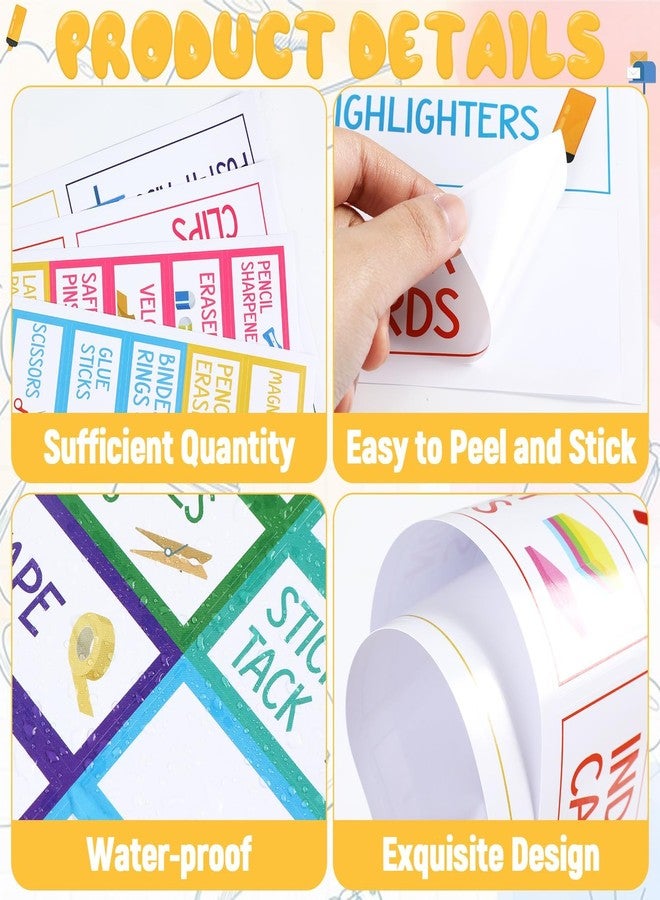 gisgfim 54Pcs Teacher Toolbox Labels Classroom Decoration Self-Adhesive Colorful Toolbox Sticker Tool Box Storage Decal Colorful Organizer Container Decor for Back to School Teacher Supplies - Image 4