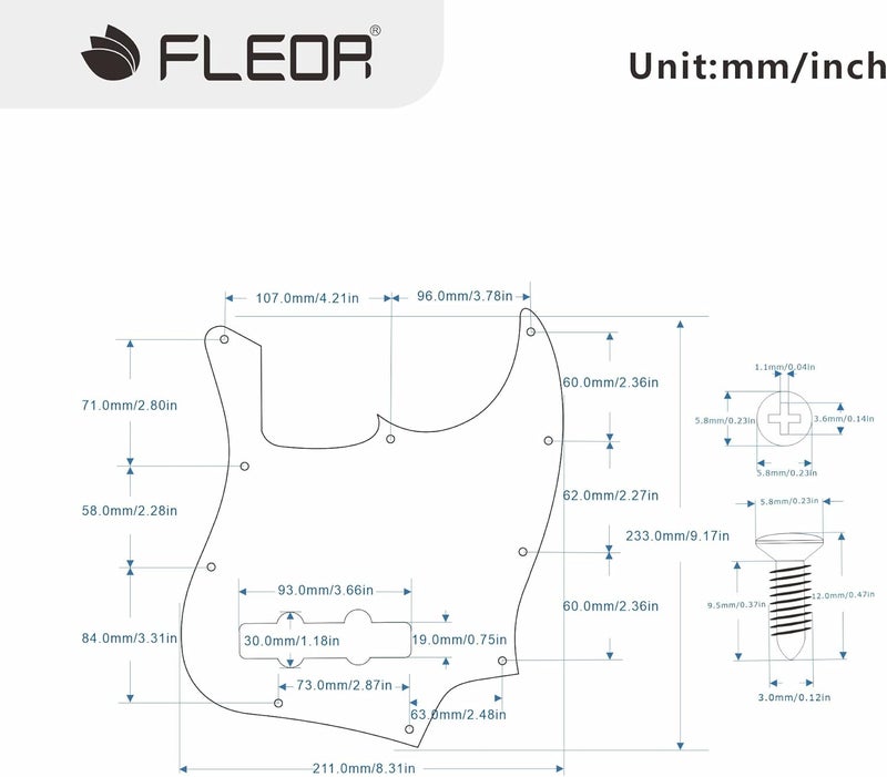 FLEOR 10 Hole J Bass Pickguard Scratch Plate Pick Guards for 4 Strings American/Mexican Standard J Bass Part, 4Ply Black Pearl - Image 2