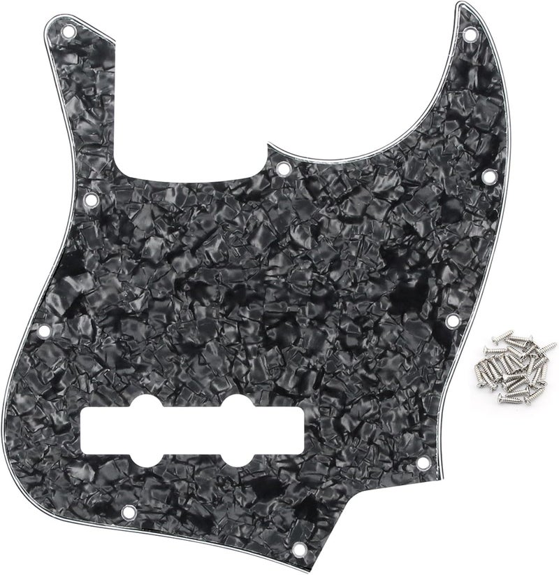 FLEOR 10 Hole J Bass Pickguard Scratch Plate Pick Guards for 4 Strings American/Mexican Standard J Bass Part, 4Ply Black Pearl - Image 1