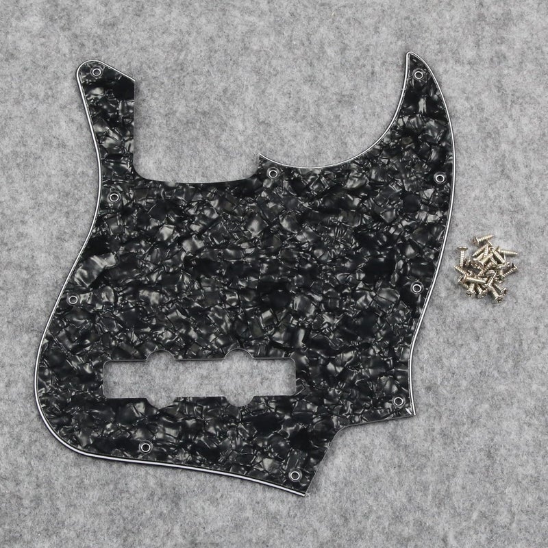 FLEOR 10 Hole J Bass Pickguard Scratch Plate Pick Guards for 4 Strings American/Mexican Standard J Bass Part, 4Ply Black Pearl - Image 4