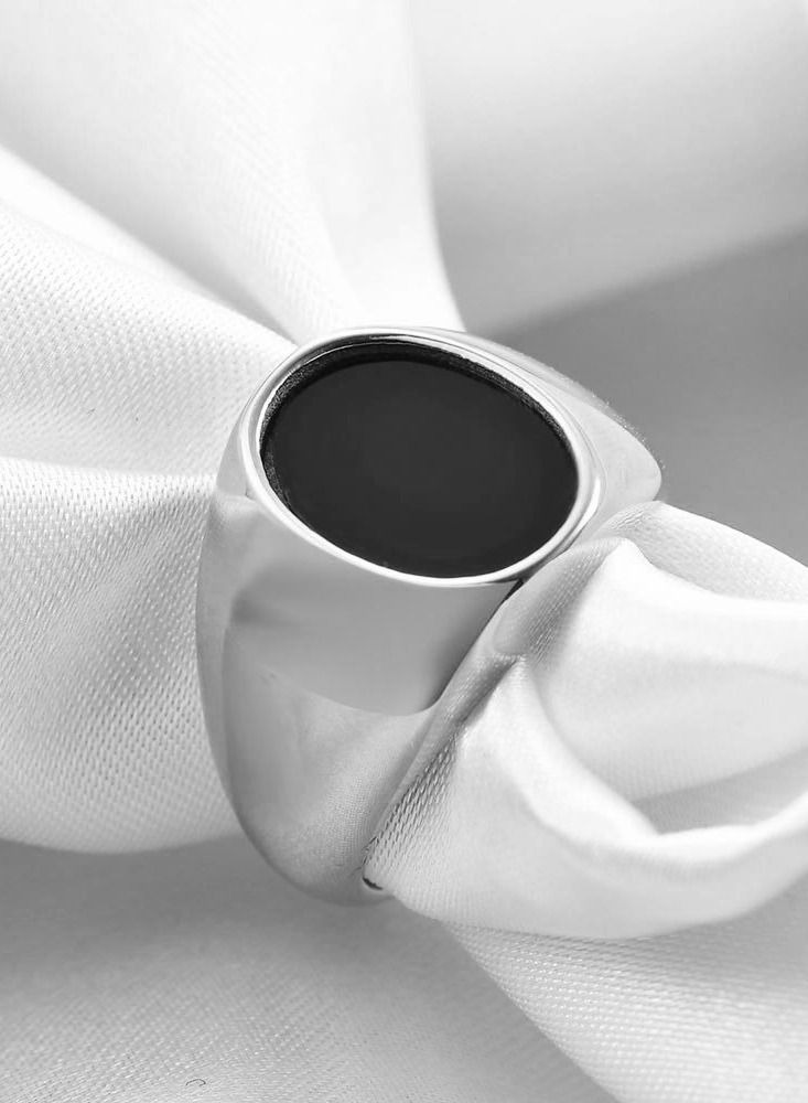 Loquat Stainless Steel Solid Polished Signet Ring