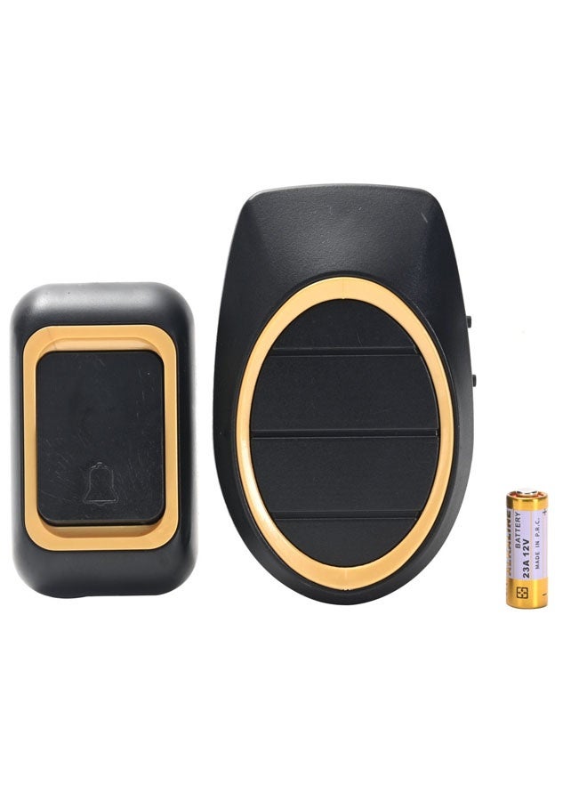 لوازم جرس باب لاسلكي - أسود - جرس باب يعمل بالبطارية مع وحدة إرسال واستقبال وزر تحكم في الصوت والنغمة - مناسب للمنازل والمكاتب والشقق والفصول الدراسية والمتاجر - Image 2