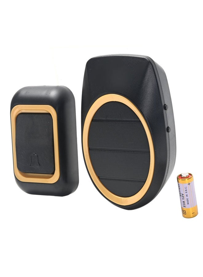 لوازم جرس باب لاسلكي - أسود - جرس باب يعمل بالبطارية مع وحدة إرسال واستقبال وزر تحكم في الصوت والنغمة - مناسب للمنازل والمكاتب والشقق والفصول الدراسية والمتاجر - Image 1