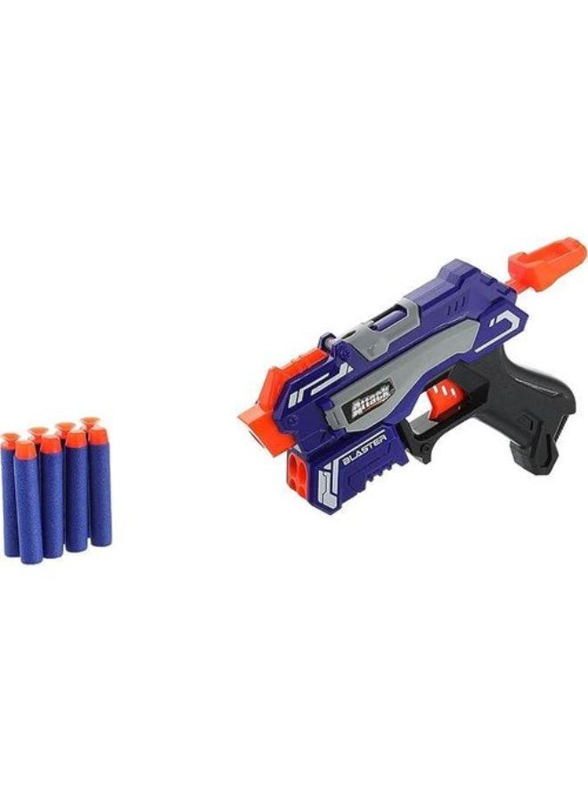 vGRASSP Kids Foam Dart Blaster Toy Gun with Soft Foam Darts, Manual Spring Action Shooting Blaster, Safe Indoor & Outdoor Target Shooting Game, Educational Skill Development Toy for Boys &Girls Age 6+, Includes 6 Soft Foam Bullets, Blue & Orange, Size 28 x 25 x 5 cm - Image 2