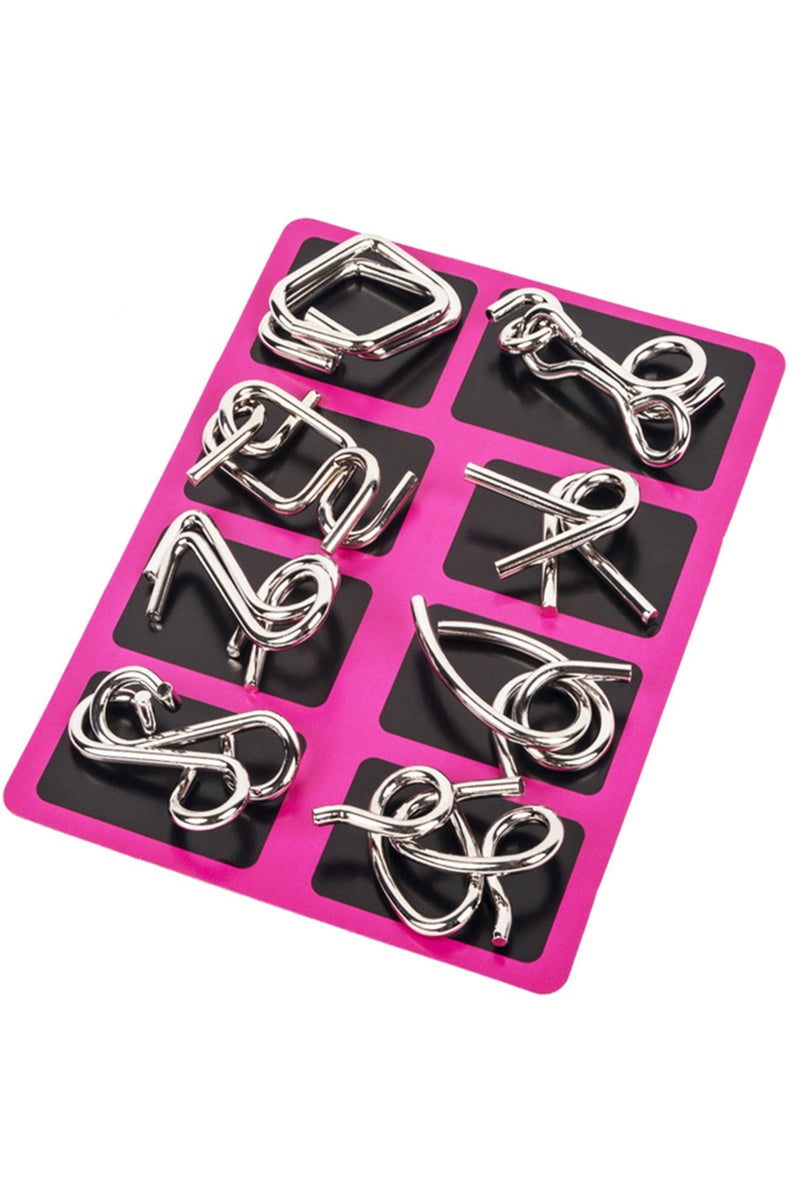erorex A 8Pcs/Set Metal Montessori Puzzle Wire IQ Logical Ability Training Stress Relief Toy for Children .