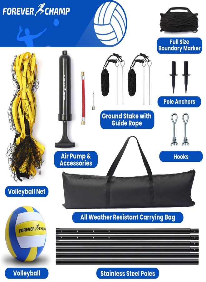 Forever Champ Volleyball Net Outdoor Set with Poles, Ball & Carrying Bag, Markers - Image 2