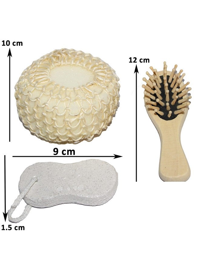Jades Bathing Accessories Unisex Bath sets- Pumice Stone, Body Scrubber and Hair Brush - Image 3