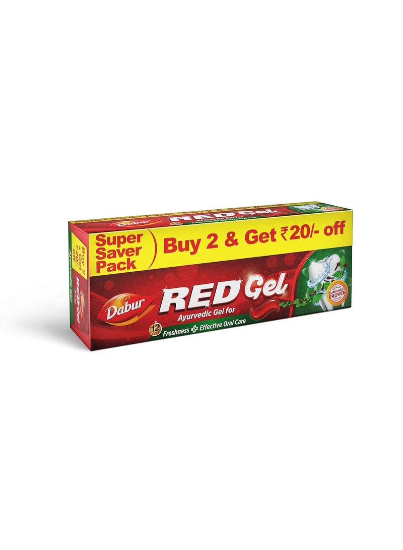 Dabur Red Gel Ayurvedic Toothpaste - 300g (150g x 2, Pack of 2) | Reduction in Bad Breath, Plaque & Gingivitis | Freshness with Protection | For Healthy Gums & Effective Dental Care - Image 1