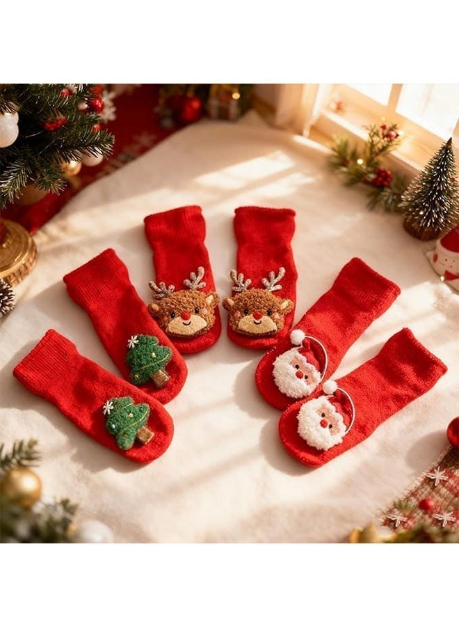 جيوستوس 3 أزواج من جوارب عيد الميلاد للأطفال - جوارب عيد الميلاد القطنية الناعمة للأطفال، جوارب شتوية دافئة ومريحة لحديثي الولادة والأطفال الصغار، مجموعة هدايا لطيفة لعيد الميلاد للأطفال - Image 3