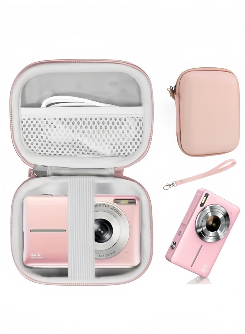 Blink CCD digital camera bag, can store SD card, spare battery, etc., suitable for CCD digital camera, travel portable cute small camera bag (pink) - Image 1