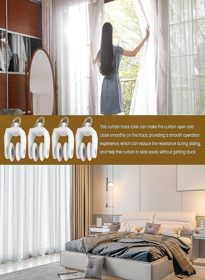 PUXING 50pcs Curtain Track Rollers Hooks Ceiling Curtain Track Hooks Heavy-Duty Curtain Rail Pulleys Runners Drapery Rail Glid-ers with Hooks for Shower Curtain Window Tracks(Color:White) - Image 5