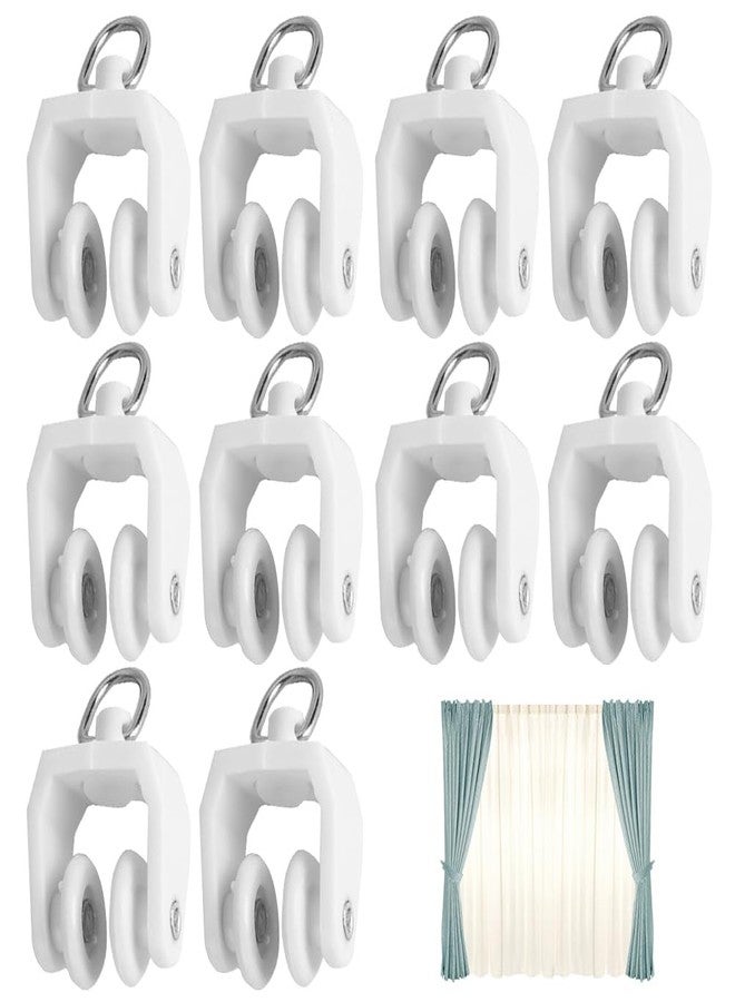 PUXING 50pcs Curtain Track Rollers Hooks Ceiling Curtain Track Hooks Heavy-Duty Curtain Rail Pulleys Runners Drapery Rail Glid-ers with Hooks for Shower Curtain Window Tracks(Color:White) - Image 4