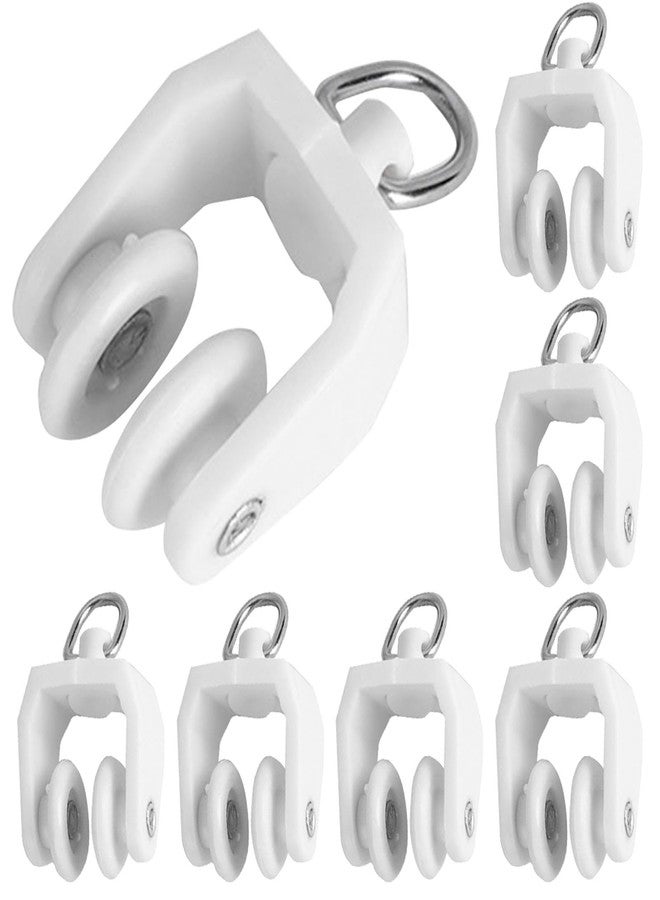PUXING 50pcs Curtain Track Rollers Hooks Ceiling Curtain Track Hooks Heavy-Duty Curtain Rail Pulleys Runners Drapery Rail Glid-ers with Hooks for Shower Curtain Window Tracks(Color:White) - Image 1