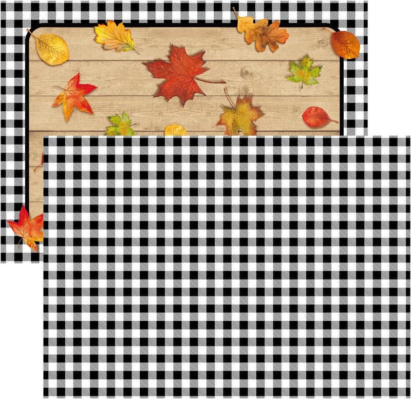Iconikal 2Sided Black Gingham Reversible Disposable Paper Place Mats 14 x 10inches White Buffalo Plaid 22Count - Image 1