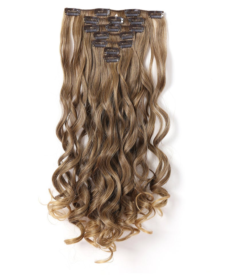 Onedor 20 Curly Full Head Clip in Synthetic Hair Extensions 7pcs 140g R1416T