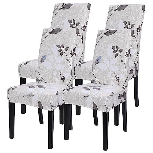 SearchI Printed Dining Room Chair Covers Set of 4 Stretch Kitchen Chair Covers Washable Parsons Chair Slipcover Removable Dining Chair Protectors for HotelCeremonyFloral Pattern3 - Image 1