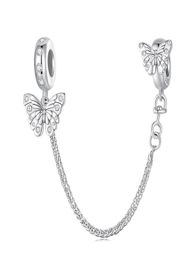NINGAN 925 Sterling Silver Butterfly Safety Chain Charm of Women's Bracelet Accessories Gift for Friend - Image 1