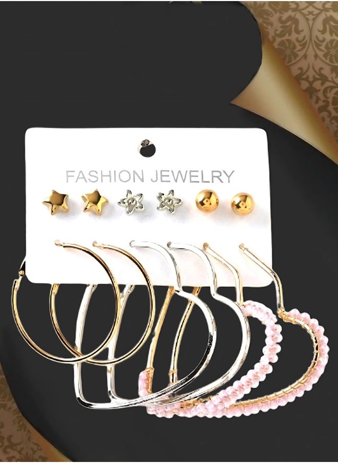 Just Peachy Just Peachy Gold-Toned & Silver-Toned Contemporary Hoop Earrings - Stylish, Versatile, and Elegant Accessory for Every Occasion - Lightweight, Hypoallergenic, and Durable Hoops Perfect for Women  - Image 3