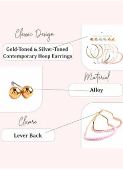 Just Peachy Just Peachy Gold-Toned & Silver-Toned Contemporary Hoop Earrings - Stylish, Versatile, and Elegant Accessory for Every Occasion - Lightweight, Hypoallergenic, and Durable Hoops Perfect for Women  - Image 4