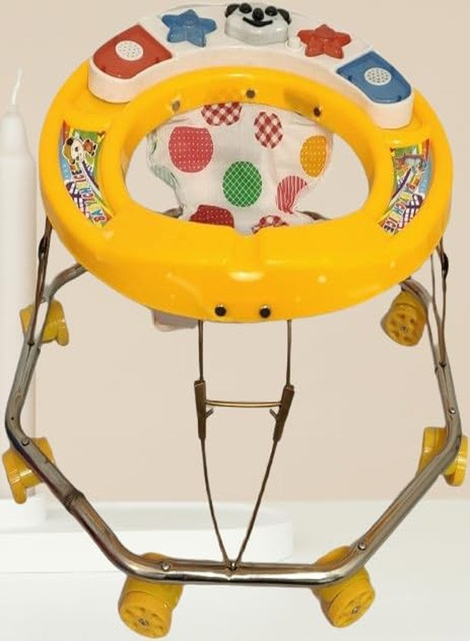 EVOSHINE Baby Walker for Kids 6-18 Months | Musical Activity Tray | 360° Rotating Wheels | Comfortable & Foldable Walker for Boys & Girls | Early Walking Support for Babies (Yellow) - Image 1