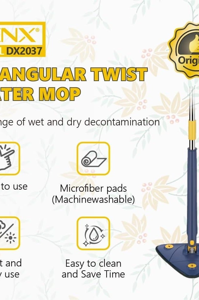 دينكس ممسحة تنظيف، ممسحة دوارة 360 درجة ومجموعة دلو بتصميم مسطح ونظام فصل ذاتي مع 2 وسادة من الألياف الدقيقة ومقبض قابل للتمديد مثالية لتنظيف جميع أنواع الأرضيات - Image 3