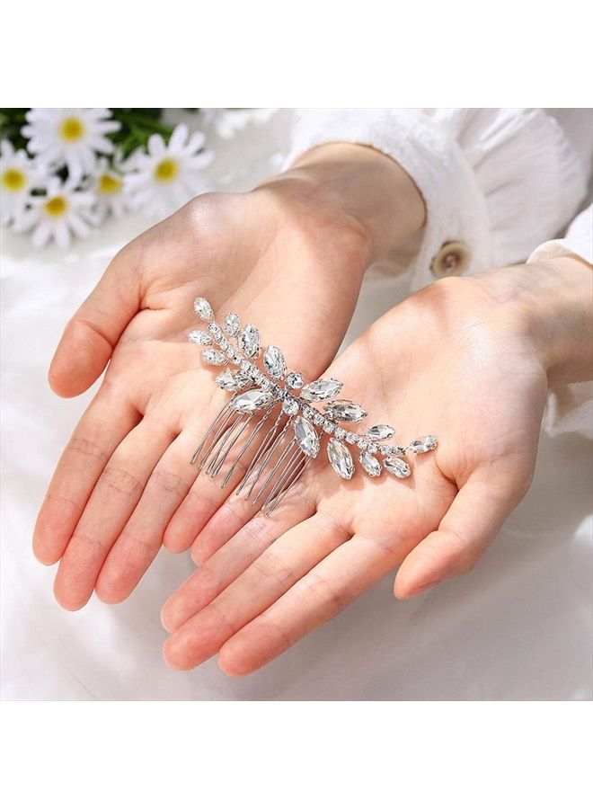 Unicra Crystal Bride Wedding Hair Comb Silver Bridal Hair Piece Rhinestone Hair Accessories for Women and Girls (A-Silver) (A-Silver) - Image 1