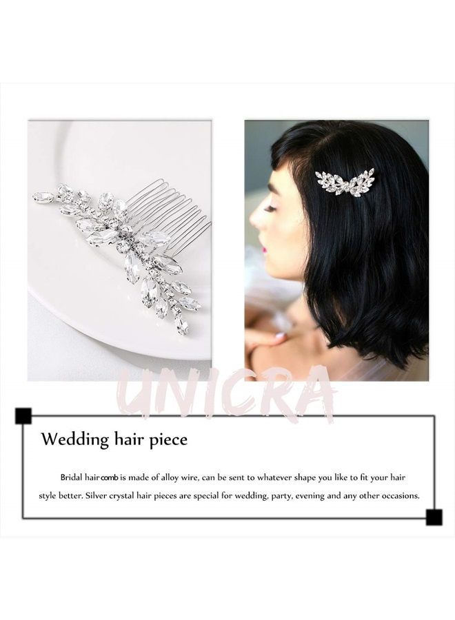 Unicra Crystal Bride Wedding Hair Comb Silver Bridal Hair Piece Rhinestone Hair Accessories for Women and Girls (A-Silver) (A-Silver) - Image 4
