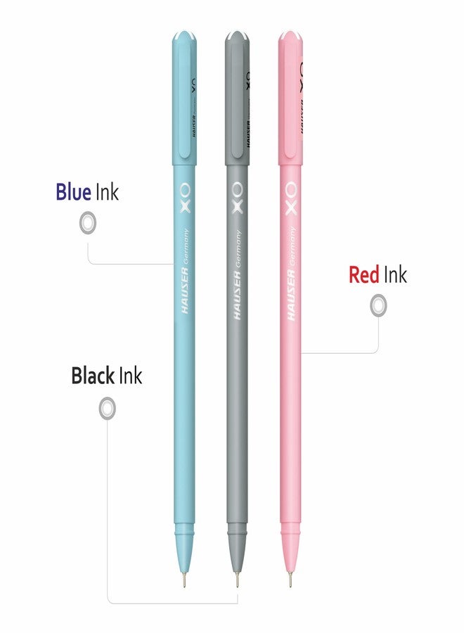 Hauser XO Ball Pen Set, 20 Pens in Storage Jar, Blue Black Red Assorted - Image 2