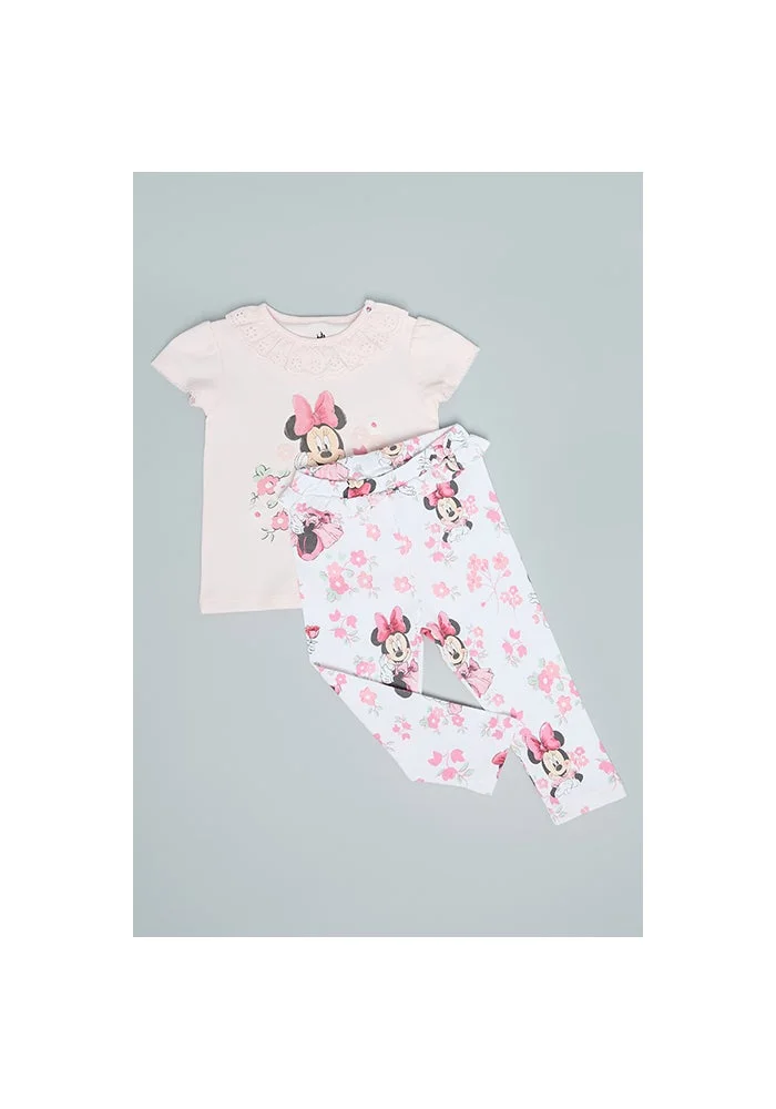 R&b Minnie Mouse Print T-Shirt and Leggings Set