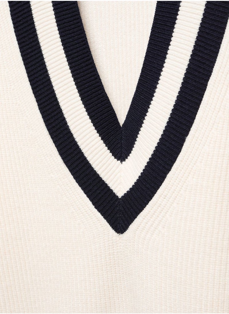MANGO - V-Neck Knitted Sweater - Image 1