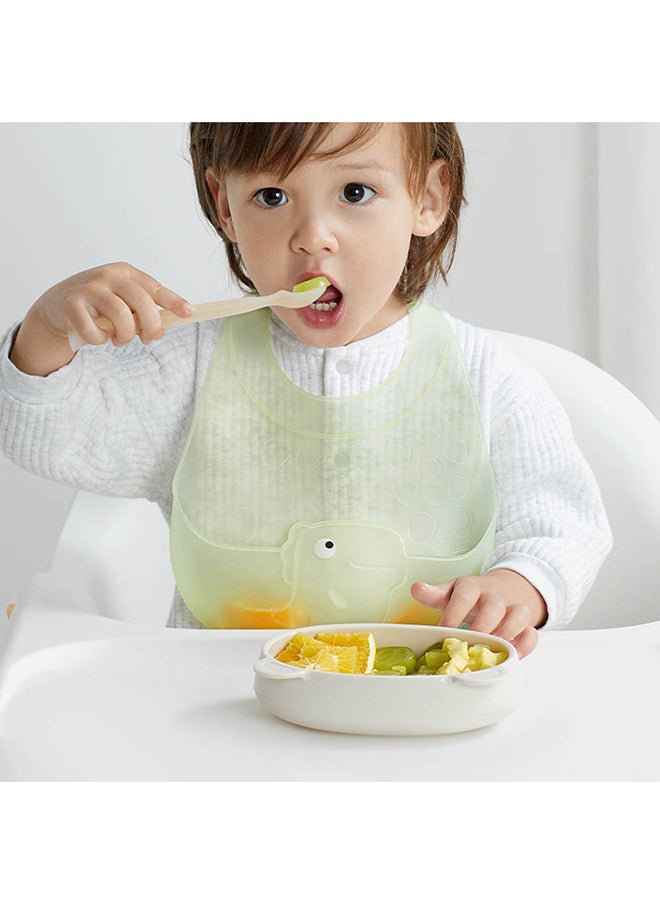 Babycare Babycare - Baby Silicone Bib – Jade Green, Waterproof, Adjustable Feeding Bib with Food Catcher – Safety Approved for Babies  - Image 3