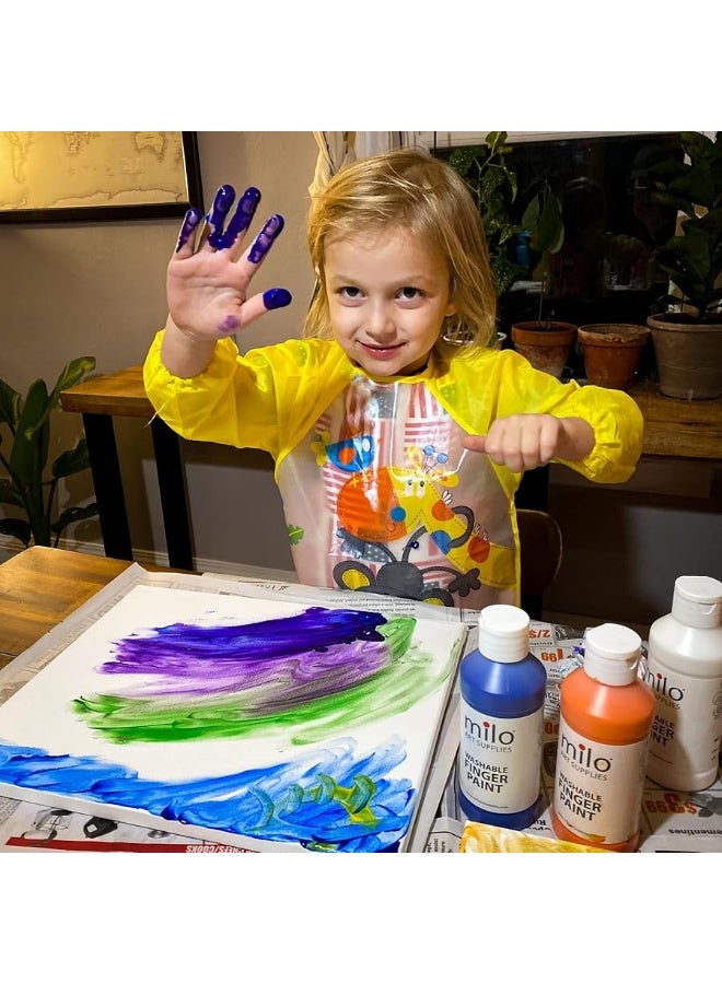 milo Kid's Washable Finger Paint Set of 8 Colors | 8 oz Bottles | Safe and Non-Toxic | Made in the USA | Art & Craft Paints for Kids, Toddlers, Pre School Supplies Painting Set for Children | Easy Pour and Squeeze Bottles - Image 2