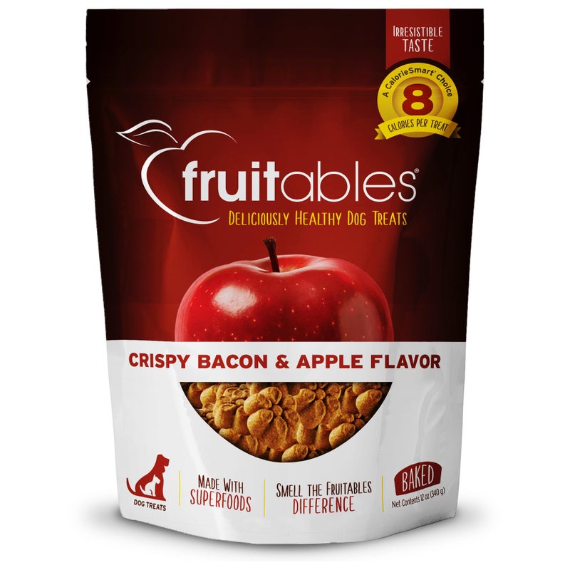 Fruitables Baked Dog Treats, Healthy Pumpkin Treat for Dogs, Low Calorie & Delicious, Free of Wheat, Corn and Soy, Made in the USA, Apple and Crispy Bacon Flavor, 12oz - Image 1